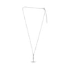 ESTATE .14CT DIAMOND 14K WHITE GOLD 3D GEOMETRIC PAVE BAR DROP LOVE NECKLACE