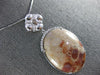ESTATE LARGE 26.30CT DIAMOND & AAA CORAL 14KT WHITE GOLD 3D OVAL FLOWER PENDANT