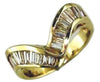 .95CT DIAMOND 14KT YELLOW GOLD 3D BAGUETTE CHANNEL V SHAPE DOUBLE WAVE FUN RING