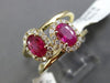 ESTATE WIDE 1.55CT DIAMOND & AAA RUBY 14KT YELLOW GOLD 3D 2 STONE OVAL LOVE RING