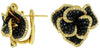 ESTATE 4.60CT WHITE & BLACK DIAMOND 14KT YELLOW GOLD 3D FLOWER CLIP ON EARRINGS