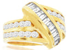 2.10CT DIAMOND 14KT YELLOW GOLD 3D ROUND & BAGUETTE LOVE KNOT ANNIVERSARY RING
