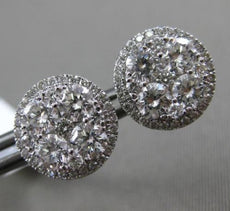 ESTATE LARGE 1.99CT DIAMOND 18KT WHITE GOLD CLUSTER INVISIBLE HALO STUD EARRINGS