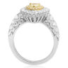 ESTATE WIDE 1.36CT WHITE & FANCY YELLOW DIAMOND 18K 2 TONE GOLD ENGAGEMENT RING