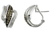 .68CT WHITE & MOCHA DIAMOND 14KT WHITE GOLD PAVE LOVE KNOT LEAF CLIP ON EARRINGS