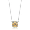 .69CT WHITE & FANCY YELLOW DIAMOND 14K 2 TONE GOLD OCTAGON CLUSTER LOVE NECKLACE