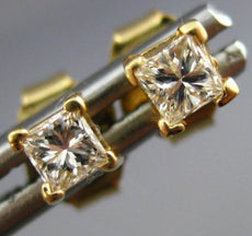 ESTATE .28CT PRINCESS CUT DIAMOND 14KT YELLOW GOLD CLASSIC STUD EARRINGS #14267