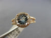 ESTATE LARGE 2.25CT DIAMOND & AAA AQUAMARINE 14KT ROSE GOLD HALO ENGAGEMENT RING