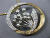 ANTIQUE LARGE 2.5CT OLD MINE CUT DIAMOND 14K TWO TONE GOLD FLOWER PENDANT #2490