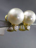 ESTATE LARGE .40CT DIAMOND 18KT GOLD 3D SOUTH SEA PEARL CLASSIC CLIP ON EARRINGS