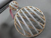 ESTATE LARGE 4.08CT WHITE PINK DIAMOND 18KT GOLD ZIG ZAG CIRCLE FLOATING PENDANT