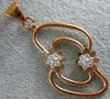 ESTATE LARGE .45CT DIAMOND 18KT ROSE GOLD 3D DOUBLE FLOWER FLOATING FUN PENDANT