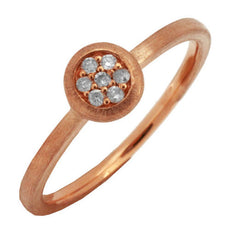 ESTATE .08CT ROUND DIAMOND 14KT ROSE GOLD CLASSIC CLUSTER FLOWER BEZEL LOVE RING