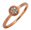 ESTATE .08CT ROUND DIAMOND 14KT ROSE GOLD CLASSIC CLUSTER FLOWER BEZEL LOVE RING
