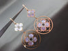 ESTATE LARGE .17CT DIAMOND & PINK MOTHER OF PEARL 14K ROSE GOLD HANGING EARRINGS