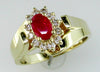 ESTATE .81CT DIAMOND & AAA RUBY 14KT YELLOW GOLD 3D OVAL & ROUND FLOWER FUN RING