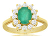 1.95CT DIAMOND & AAA EMERALD 14KT YELLOW GOLD CLASSIC OVAL & ROUND FLOWER RING