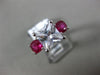 ESTATE 2.49CT DIAMOND & AAA RUBY 14KT WHITE GOLD 3D THREE STONE ENGAGEMENT RING