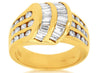 ESTATE WIDE 1.6CT DIAMOND 14K YELLOW GOLD 3D ROUND & BAGUETTE LOVE KNOT FUN RING