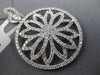 ESTATE LARGE 1.63CT DIAMOND 18K WHITE GOLD OPEN FLOWER CIRCULAR FLOATING PENDANT