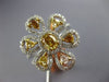 ESTATE LARGE 1.46CT MULTI COLOR DIAMOND 14KT 2 TONE GOLD MULTI SHAPE FLOWER RING