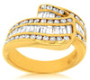 ESTATE WIDE 2.05CT ROUND & BAGUETTE DIAMOND 14KT YELLOW GOLD 3D MULTI ROW RING