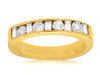 .86CT DIAMOND 14KT YELLOW GOLD 3D ROUND & BAGUETTE CHANNEL ANNIVERSARY RING