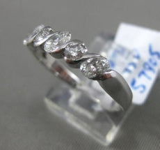 ESTATE 1.01CT DIAMOND 18K WHITE GOLD 5 STONE "S" DESIGN WEDDING ANNIVERSARY RING