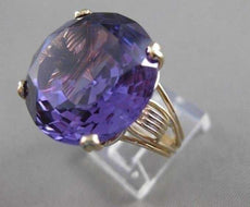 ANTIQUE LARGE 23CT AAA AMETHYST 14KT YELLOW GOLD FILIGREE SOLITAIRE RING #21473