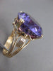 ANTIQUE LARGE 23CT AAA AMETHYST 14KT YELLOW GOLD FILIGREE SOLITAIRE RING #21473