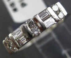 ANTIQUE .52CT ROUND & BAGUETTE DIAMOND PLATINUM 3D WEDDING ANNIVERSARY RING #816