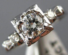 ANTIQUE .40CT OLD MINE DIAMOND 18KT WHITE GOLD SOLITAIRE ENGAGEMENT RING #21616