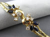 ANTIQUE WIDE 1.10CT DIAMOND & SAPPHIRE 14KT YELLOW GOLD FLORAL BRACELET #16127