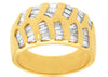 ESTATE WIDE 1.65CT DIAMOND 14KT YELLOW GOLD MULTI ROW BAGUETTE CHANNEL FUN RING