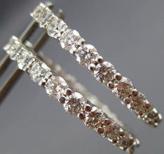 ESTATE 3.16CT DIAMOND 14KT WHITE GOLD DOUBLE SIDED HOOP HUGGIE EARRINGS #19210