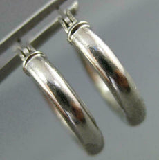ESTATE SMALL 14KT WHITE GOLD 3D CLASSIC HANDCRAFTED HOOP EARRINGS #25135