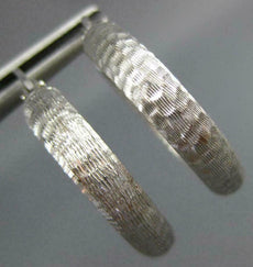 ESTATE 14KT WHITE GOLD 3D HAMMERED CLASSIC HOOP EARRINGS #24354