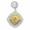 GIA 5.08CT WHITE & FANCY YELLOW DIAMOND 18K 2 TONE GOLD FLOWER HANGING EARRINGS