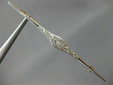 ANTIQUE LONG .40CT OLD MINE DIAMOND 14KT TWO TONE GOLD FILIGREE BROOCH #21482