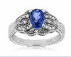 ESTATE .99CT DIAMOND & AAA TANZANITE 14KT WHITE GOLD 3D FILIGREE ENGAGEMENT RING