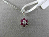ESTATE SMALL .27CT DIAMOND & AAA RUBY 14KT WHITE GOLD 3D FLOWER FLOATING PENDANT