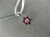 ESTATE SMALL .27CT DIAMOND & AAA RUBY 14KT WHITE GOLD 3D FLOWER FLOATING PENDANT