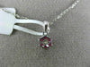 ESTATE SMALL .27CT DIAMOND & AAA RUBY 14KT WHITE GOLD 3D FLOWER FLOATING PENDANT