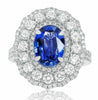 GIA LARGE 4.62CT DIAMOND & AAA SAPPHIRE 18K WHITE GOLD OVAL FLOWER COCKTAIL RING