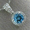 ESTATE 1.06CT DIAMOND & AAA BLUE TOPAZ 14KT WHITE GOLD PAVE HALO ROUND PENDANT