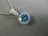 ESTATE 1.06CT DIAMOND & AAA BLUE TOPAZ 14KT WHITE GOLD PAVE HALO ROUND PENDANT
