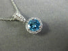 ESTATE 1.06CT DIAMOND & AAA BLUE TOPAZ 14KT WHITE GOLD PAVE HALO ROUND PENDANT