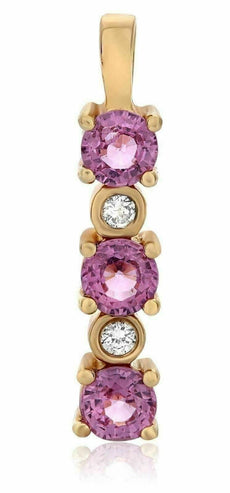 1.13CT DIAMOND & AAA PINK SAPPHIRE 14KT YELLOW GOLD 3D CLASSIC JOURNEY PENDANT