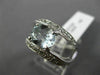 WIDE 1.70CT DIAMOND & AAA OVAL AQUAMARINE 14K WHITE GOLD 3D WAVE ENGAGEMENT RING