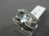 WIDE 1.70CT DIAMOND & AAA OVAL AQUAMARINE 14K WHITE GOLD 3D WAVE ENGAGEMENT RING